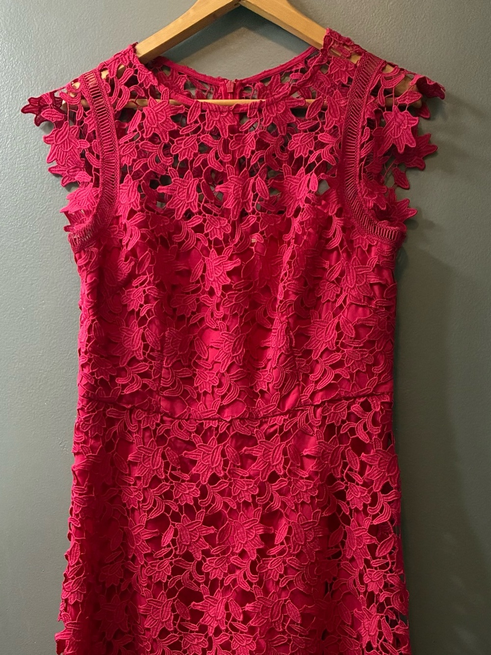 Eliza J Asymmetrical-Hem Lace Midi Dress - Picture 2 of 13